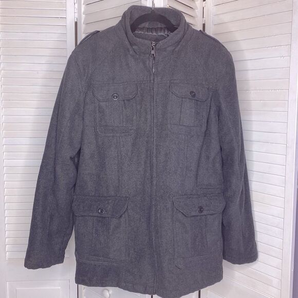 Buckle BKE Mens Wool Pea Coat Jacket - Picture 4 of 10